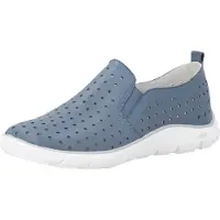 Remonte Damen Leder Sneaker Gummizug Slipper D3G04, Größe:39 EU, Farbe:Blau