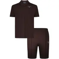 SikSilk Herren - Polohemd Und Shorts Set - Braun