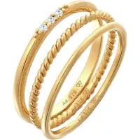 Elli Ring Stapelringe Zirkonia Kordel Basic 3Er Set 925 Silber Elli Gold