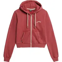 Superdry für Damen. W2012286A Sweatshirt Essential Logo Cropped Ziphood burgunderrot (S), Lässig, Baumwolle, Bordeaux