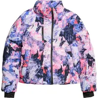 Superdry für Damen. WS110169A Fliederfarbene, gesteppte Skijacke mit quadratischem Schnitt (L), Sportlich, Schnee, Nachhaltig, Recyceltes Ny