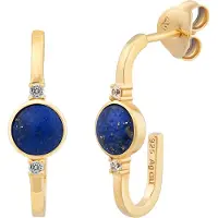 Cai Creolen 925 Silber vergoldet Lapis und Zirkonia