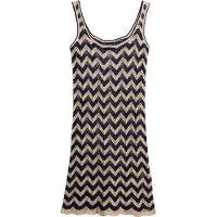 Superdry für Damen. W8011846A Navyfarbenes Minikleid aus Zickzack-Strick (M), Lässig, Viskose, Ärmellos / Hosenträger, Marine