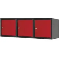Proregal Mega Deal | 3x Schließfachwürfel Blocky mit Zylinderschloss + 2 Schlüssel | HxBxT 40x40x40cm | Anthrazit/Verkehrsrot