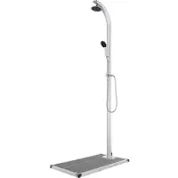vidaXL Gartendusche mit Grauer Bodenplatte 220 cm Aluminium