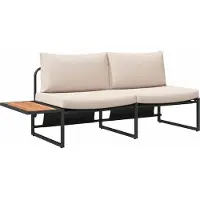 vidaXL Garten-Sofa mit Kissen Taupe 200,5 x 70 x 85,5 cm Stahl