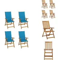 vidaXL Hochlehner Verstellbar 4 Stk. mit Auflagen Massivholz Akazie - Gartenstühle