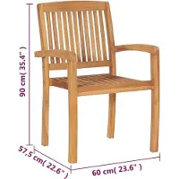 vidaXL Stapelbare Gartenstühle mit Kissen 4 Stk. Massivholz Teak