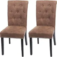 Chefgastro 2er-Set Esszimmerstuhl gepolstert | HxBxT 98x47x62cm | Sitzhöhe 42cm | Nieten | Stoff/Textil | dunkle Beine | Braun | Stuhl Küchenstuhl