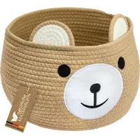 HMF Aufbewahrungskorb mit Griffenfür Kinderzimmer aus Baumwolle Bär Honig