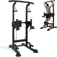StarTech.com Klimmzugstation - Dip-Station/Reckturm - 150 kg Tragkraft - H-Rahmenkonstruktion - Höhenverstellbar 12-fach - Gepolsterte Rückenlehne - Multifunktionales Oberkörpertraining