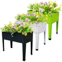 OEM Gartenbeetbox aus Kunststoff in Dunkelgrau und Weiß - 3er Pack - 60 x 27 x 45cm