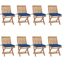 vidaXL Klappstühle mit Kissen, 8-teilig, Massivholz Teakholz
