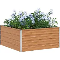 vidaXL Hochbeet Hellbraun 100 x 100 x 45 cm Verzinkter Stahl
