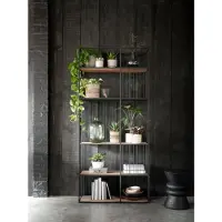 DTP Home Regal Barra aus recyceltem Teakholz, modernes Design, natur, Metallgestell, 95 cm breit