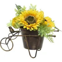MARELIDA Sonnenblumen im Topf - Kunstblumen - Dekoblumen - H: 23cm - gelb