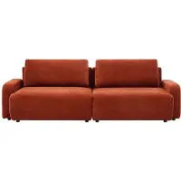 Vente-unique 4-Sitzer Schlafsofa - Chenille-Stoff - Terrakotta - YOKIRA