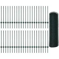 vidaXL Sechseckzaun mit Pfosten 100 x 0,8 m PVC-beschichteter Stahl
