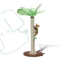Markenlos Kratzbaum für Katzen 73 cm mit drehbarer Scheibe und abnehmbarem Hängespielball, stabiler Standfuß, pfotenfreundliches Jutematerial, brauner Sockel