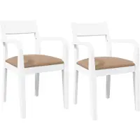 vidaXL Esszimmerstühle mit Kissen 2 Stk. Weiß Massivholz Gummibaum