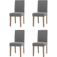 Chefgastro 4er-Set Esszimmerstuhl klassisch und zeitlos | HxBxT 90x42x50cm | Sitzhöhe 47cm | Stoff/Textil Bouclé Holz | naturfarbene Beine | Grau | Stuhl Küchenstuhl Hochlehner