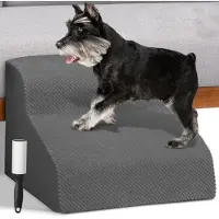 OEM Klettergerüst für Hunde mit 2 Stufen und Rollen, abnehmbares geribbeltes Gewebe, Kletterhaken für Hunde, schaumiges Kissen mit hoher Dichte (grau)