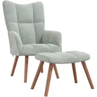 vidaXL Relaxsessel mit Hocker Hellgrau Samt