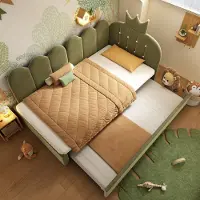 Ropilly Polsterbett 90x200 cm Grün aus Samt mit Ausziehbett 90x190, Bettgestell ohne Matratze für Schlafzimmer