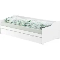 Erst-Holz Sofabett Couchbett Wohnbett 90x200 Einzelbett Bettkasten Kiefer weiß Zubehör wählbar V-60.34-09WRollrost und Matratze inkl.