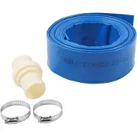 Famanu Abfluss-Schlauch 10 m x 50 mm - für Tauch- und andere Wasserpumpen - mit Klemmen und Schnellkupplung - blau