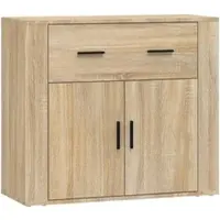 Helloshop26 - Buffet Sideboard Kommode Kleiderschrank Aufbewahrungsmöbel Organizer Küche Wohnzimmer Sonoma-Eiche 80 x 33 x 70 cm 02_0031716