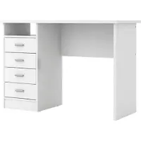 Ebuy24 Fula Schreibtisch 4 Schubladen und 1 Ablage, weiss.