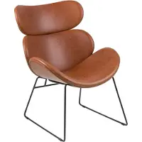 Ebuy24 Cazy Sessel aus vintage cognac farbenen PolyurethanKunstleder mit schwarzen Gestell.