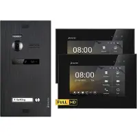 Balter EVO HD Unterputz Schwarz 2-Draht 2x 7" Schwarz Video Türsprechanlage Set für 1 Familienhaus