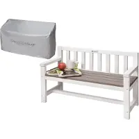 WONDERMAKE® Design Kinder-Gartenbank aus Holz wetterfest mit Textil-Abdeckung und Lehne, 2-Sitzer Kinderbank Holzbank Parkbank Kinder Sitzbank Outdoor