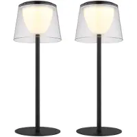 Globo Lighting 2er Set LED Tischleuchte, Innen Außen, Akku, Touchdimmer, H 34 cm