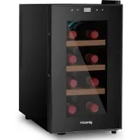 H.Koenig AGE8 Weinkühlschrank / 8 Flaschen / Temperatur von 11°C bis 18°C / LED-Temperaturanzeige / Holzlagerböden, Schwarz.…