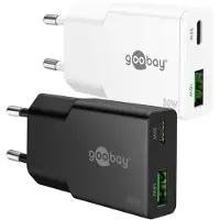 Goobay 30 W USB-C PD GaN Dual-Schnellladegerät Slim schwarz