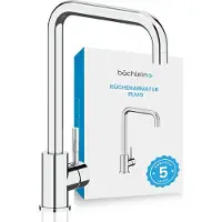 Bächlein Küchenarmatur 360 Grad schwenkbar - in Chrom– Einhand-Spültischbatterie mit 360° schwenkbarem Auslauf, Wasserhahn für die Küche