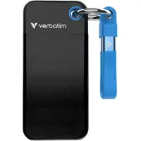 Verbatim Pocket SSD, 2 TB, USB Typ-C, 3.2 Gen 2 (3.1 Gen 2), 1000 MB/s, 10 Gbit/s, Schwarz, Blau