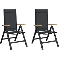 vidaXL Liegestühle für den Garten 2 Stk. Schwarz Textilene