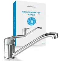 Bächlein Küchenarmatur 360 Grad schwenkbar (Chrom)– Einhand-Spültischbatterie Chrom mit 360° schwenkbarem Auslauf, Wasserhahn für die Küche in extra massiver Ausführung