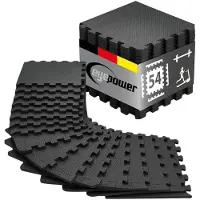 Eyepower 54 Puzzlematten Bodenschutz Fitness - 30x30 Schwarz - Sport Bodenmatte Home Gym