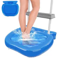 Slyrun Pool Fußbad Becken Aufblasbar PVC Fußwaschbecken 58x52x9cm mit Halterung tragbar für Pool Leiter Garten Outdoor