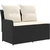 vidaXL Garten Armlehnen Sofa mit Klapptisch 2 Stück Schwarz und Creme