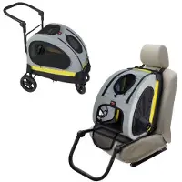 OEM Kompakt 2-in-1 Reise-Wohnwagen für Haustiere - Autositze & Rollstühle - Faltbar, atmungsaktiv & sicher für kleine Hunde & Katzen