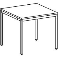Geramöbel Schreibtisch, BxTxH 800x800x720 mm, 4-Fuß-Gestell lichtgrau, Platte ahorn