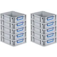 Proregal Spar Set 10x Eurobox Nextgen Color HxBxT 12 x 30 x 40 cm 11 Liter Griffe Blau Geschlossen Glatter Boden Eurobehälter Transportbox