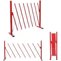 Proregal Absperrgitter | HxBxT 103,5x200x31 cm | Alu Rot-Weiß | Scherengitter Zaun Schutzgitter ausziehbar