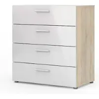 Ebuy24 Petra Kommode 4 Schubladen Eiche Struktur Nachbildung und weiss Hochglanz.